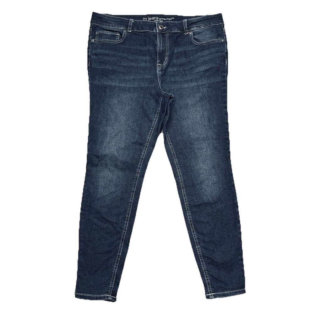 Maurices M Jeans Mid Rise Skinny 14/16 Short (37x26.5) Blue Denim Stretch Womens